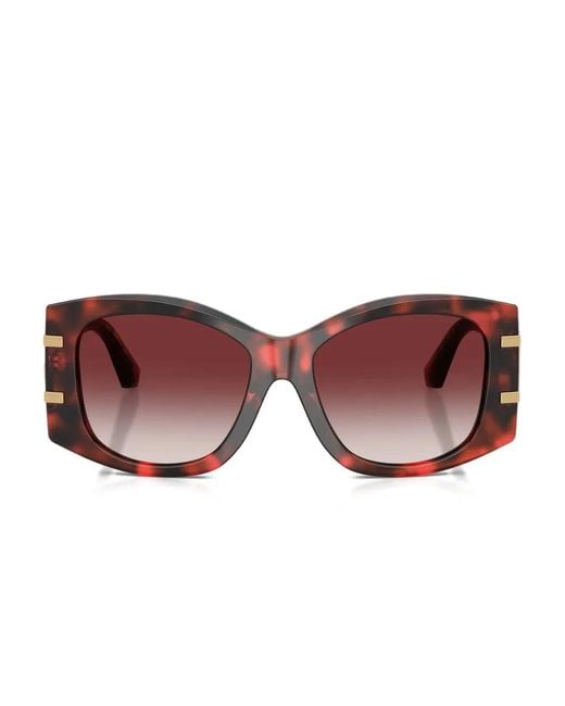 Dolce & Gabbana Red Logo-Plaque Geometric Sunglasses