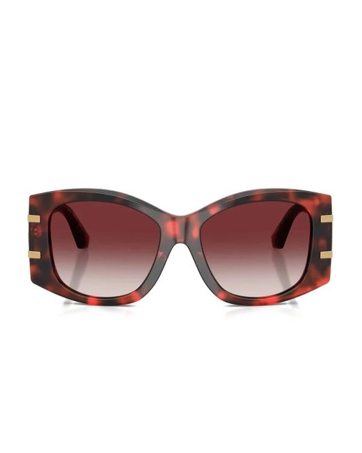 Dolce & Gabbana Red Logo-Plaque Geometric Sunglasses