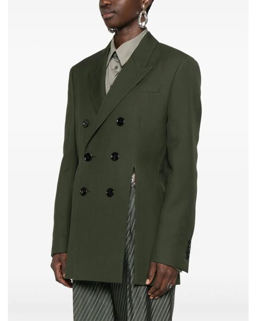 AMI Green Front-Slits Blazer