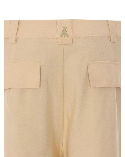 Patrizia Pepe Natural Buckle-Detail Logo-Plaque Shorts