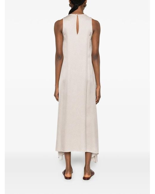 Peserico White Robe Asymétrique Marta À Imprimé Géométrique