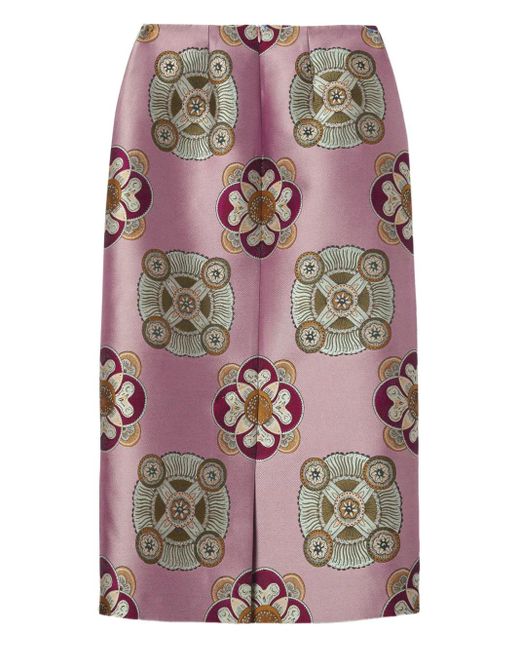 LaDoubleJ Gray Floral-Print Pencil Skirt