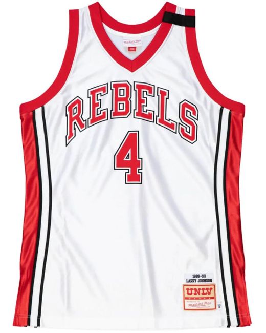 メンズ Mitchell & Ness Runnin Rebels 1989 Larry Johnson Ncaa Unlv トップ Red