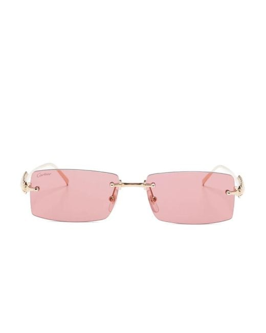 Cartier Pink Rectangle-Frame Sunglasses