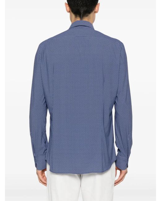 Mazzarelli Overhemd Met Print in het Blue voor heren