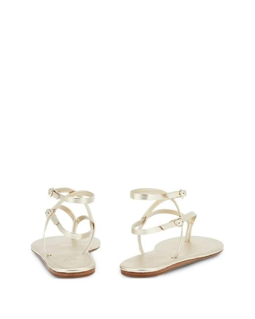 Ancient Greek Sandals White Kallisti Leather Flat Sandals