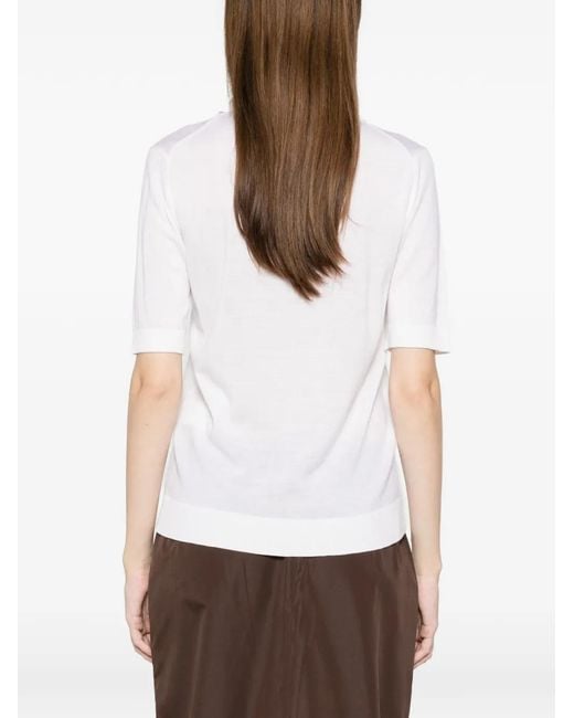 N°21 White Embellished-Button Polo Top