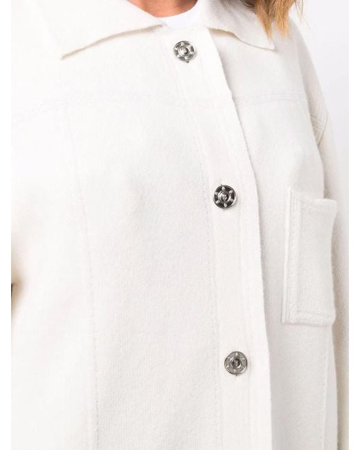 Barrie White Single-Breasted Cashmere-Cotton Blend Coat
