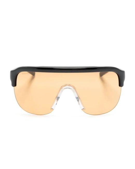 Gucci Natural Half-Rimless Shield-Frame Sunglasses