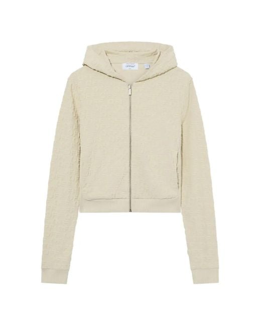 Off-White c/o Virgil Abloh White Logo-Embossed Zip-Up Hoodie