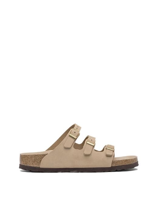 Birkenstock White Florida Buckle-Strap Sandals
