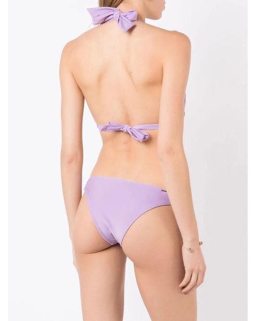 Amir Slama Purple Crochet-Knit Halterneck Bikini