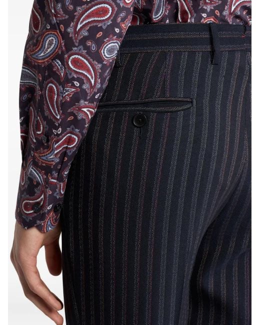 メンズ Etro ストライプ パンツ Blue