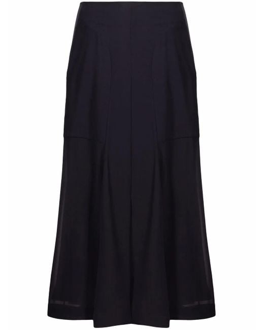 Ferragamo Blue High-Waisted Midi Skirt