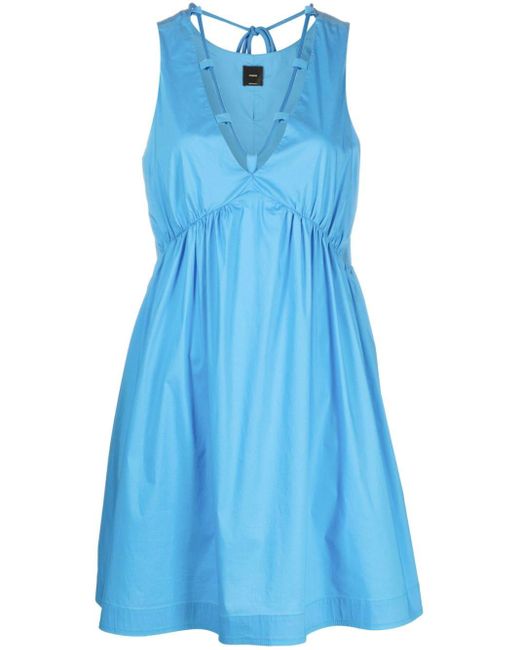 Pinko Flared Mini-jurk Met Trekkoord in het Blue