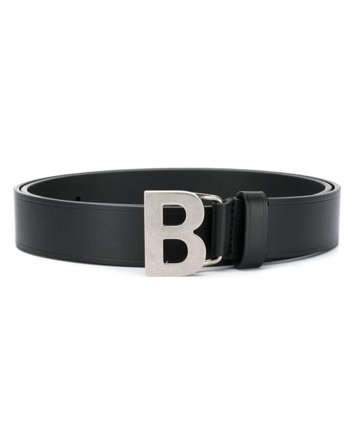 Balenciaga Black B Buckle Leather Belt for men