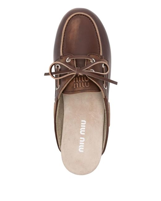 Miu Miu Boat Muiltjes in het Brown