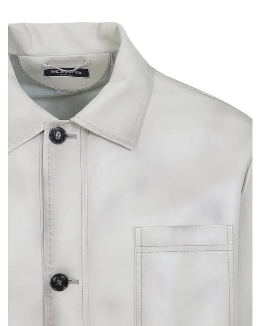 Kiton White Patch-Pocket Shirt Jacket for men