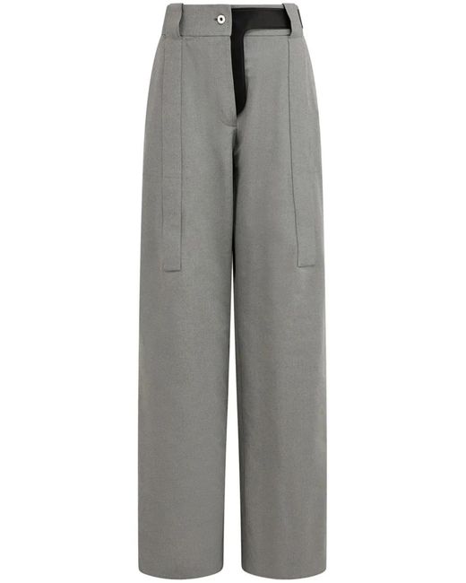 Ferragamo Gray Canvas Palazzo Trousers