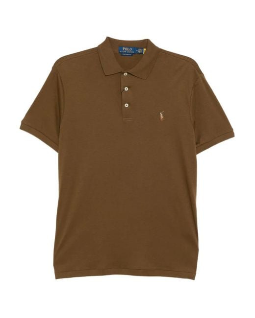 Polo Ralph Lauren Brown Embroidered-Logo Cotton Polo Shirt for men