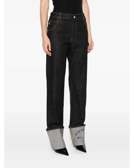 Gcds Black Cuffed-Hem Jeans