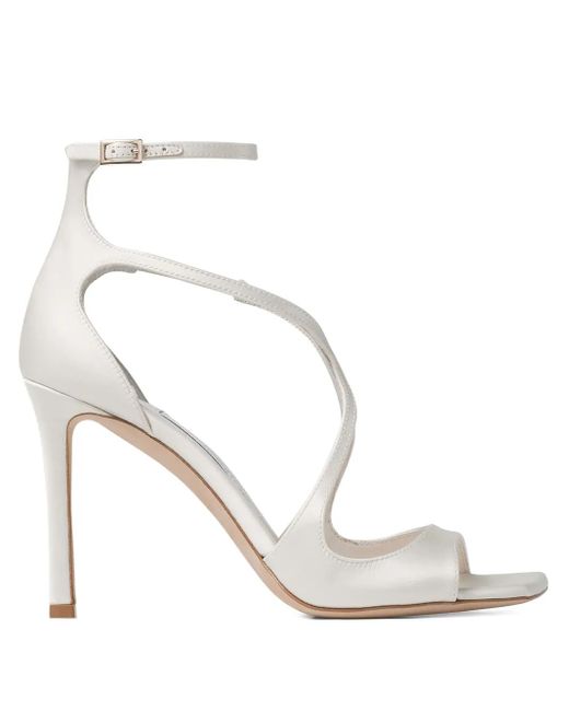 Jimmy Choo White 95Mm Azia T-Strap Sandals