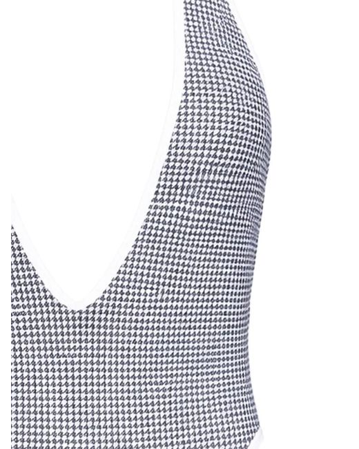 DIESEL White Swimsuit With Houndstooth Print