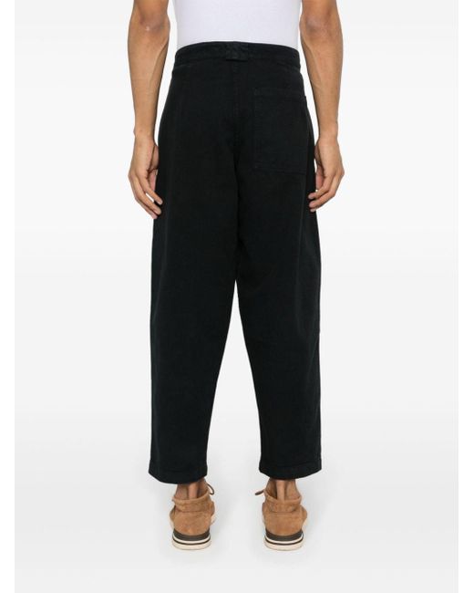 YMC Black Organic Cotton Tapered Trousers for men