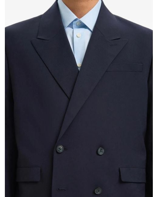 SELECTED Blue Double-Breasted Notch-Lapel Blazer for men