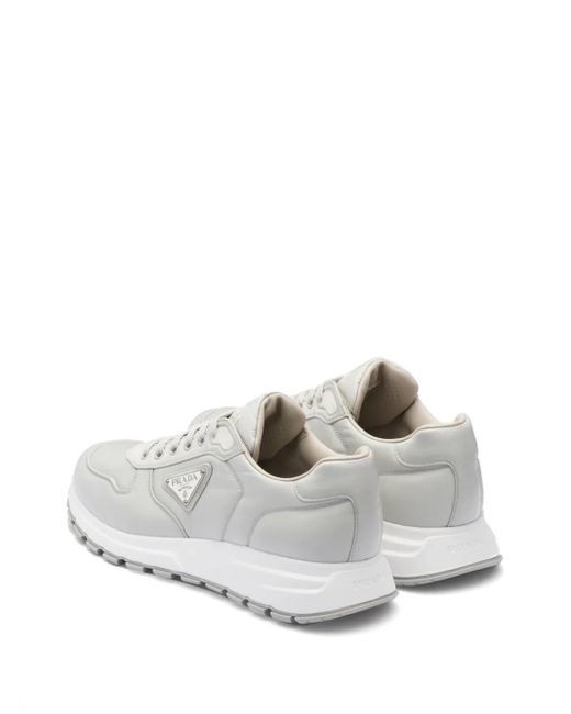 Prada White Logo-Plaque Low-Top Sneakers for men