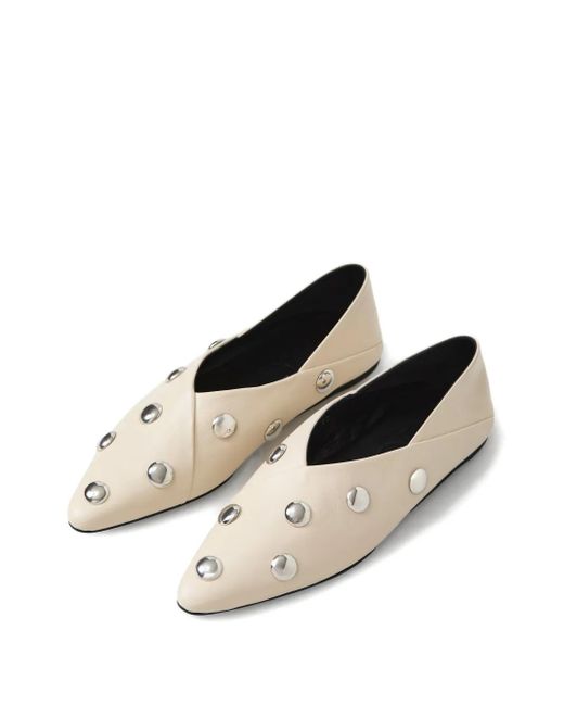 Closed White Studded Ballet Flats