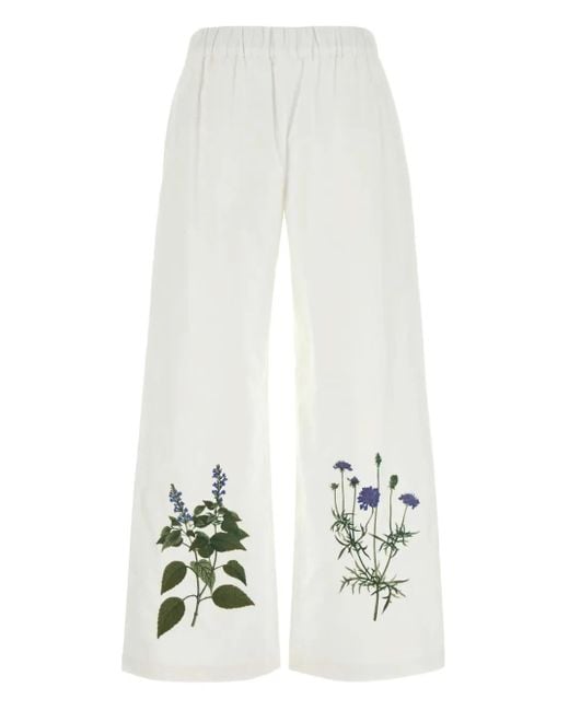 Pantalones anchos Volante con bordado floral Weekend by Maxmara de color White