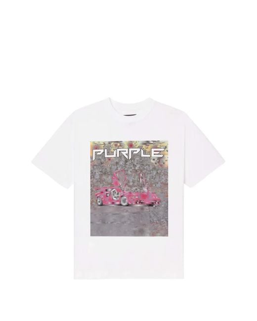 Purple Brand White Crew-Neck T-Shirt for men