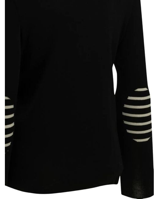 Saint James Black Button-Shoulder Elbow-Patch Sweater