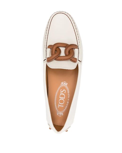 Tod's White Gommini Leather Driving Shoes