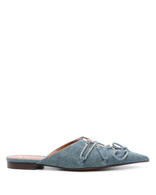 Acne Blue Lace-up Denim Slippers