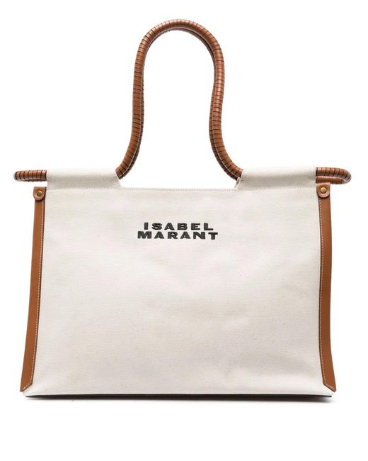 Isabel Marant Natural Toledo Embroidered Cotton Tote Bag