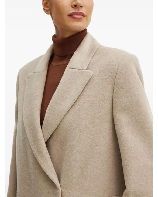 Liviana Conti Natural Double-Breasted Wool Coat