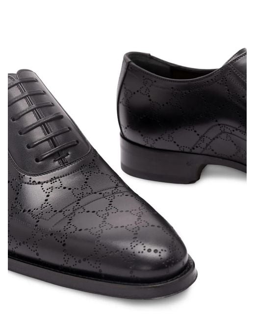 Gucci White Lace-Up Shoe With Lasered Gg for men