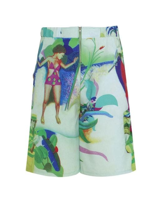 Amir Slama Green Printed Cargo Shorts for men