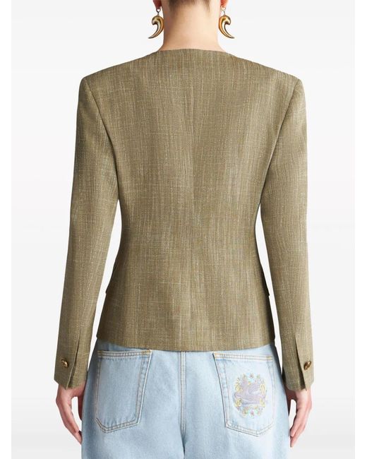 Etro Green Slub-Effect Single-Breasted Jacket