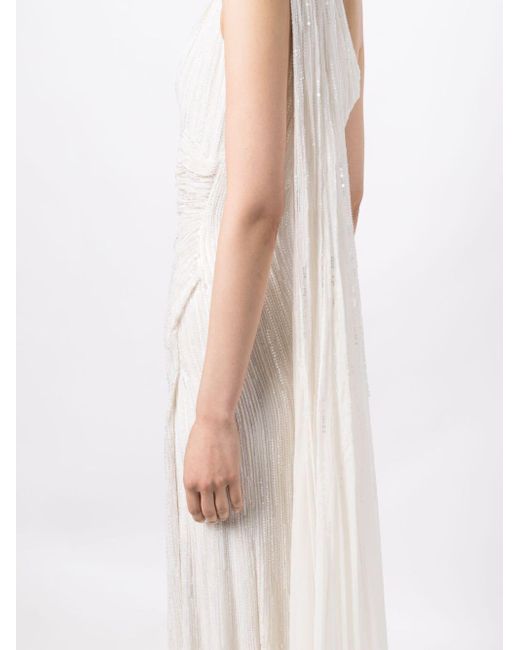 Jenny Packham White Oline One-shoulder Sequinned Dress