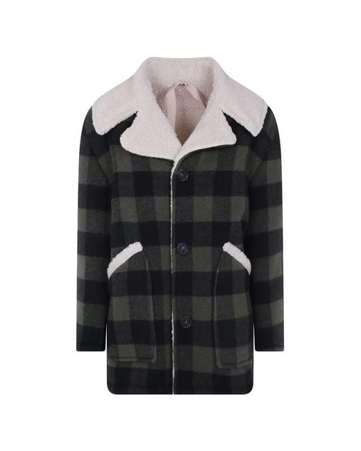N°21 Black Check-Pattern Fleece-Trim Jacket