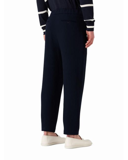 Giorgio Armani Blue Corduroy Tapered-Leg Trousers for men
