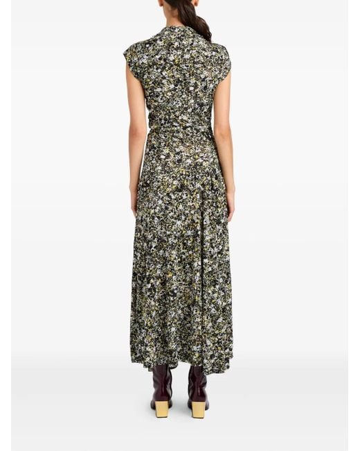 Proenza Schouler Black Tamara Printed Midi Dress