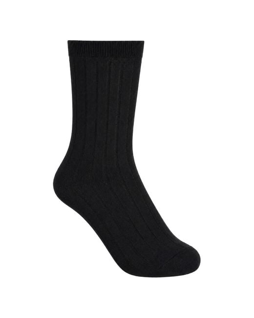 LA ROSE Black Ribbed-Knit Socks