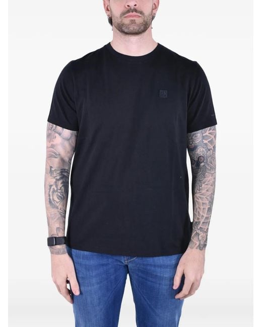 Moose Knuckles Blue Duluth Logo-Patch T-Shirt for men
