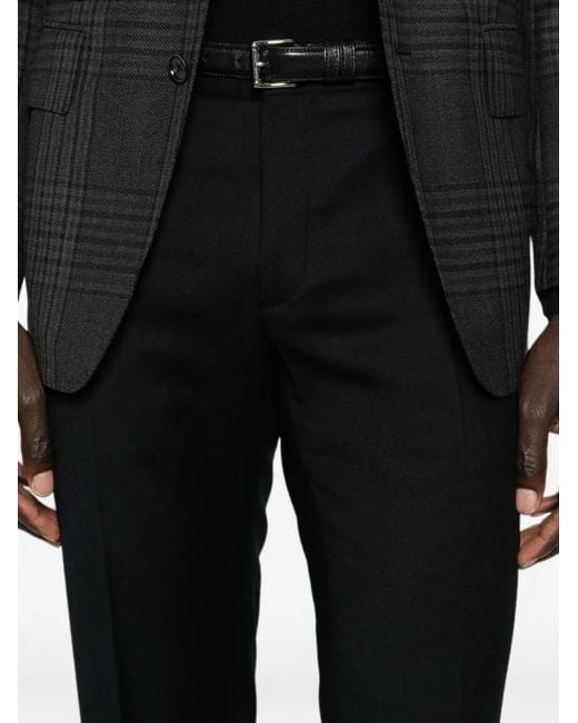 Incotex Black Pressed-Crease Slim-Fit Trousers for men
