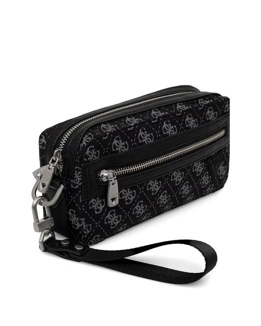 Borsa Messenger Con Monogramma di Guess in Black da Uomo