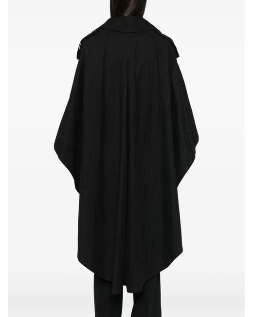 Elisabetta Franchi Black Belted Cape-Panel Coat